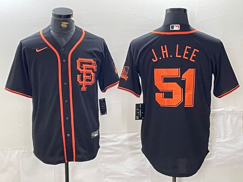 Men San Francisco Giants #51 J.H.Lee Black Game 2024 Nike MLB Jersey style 1